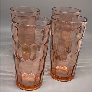 CRISA Vintage Drinking Glass Set of 4 About 9oz Pink